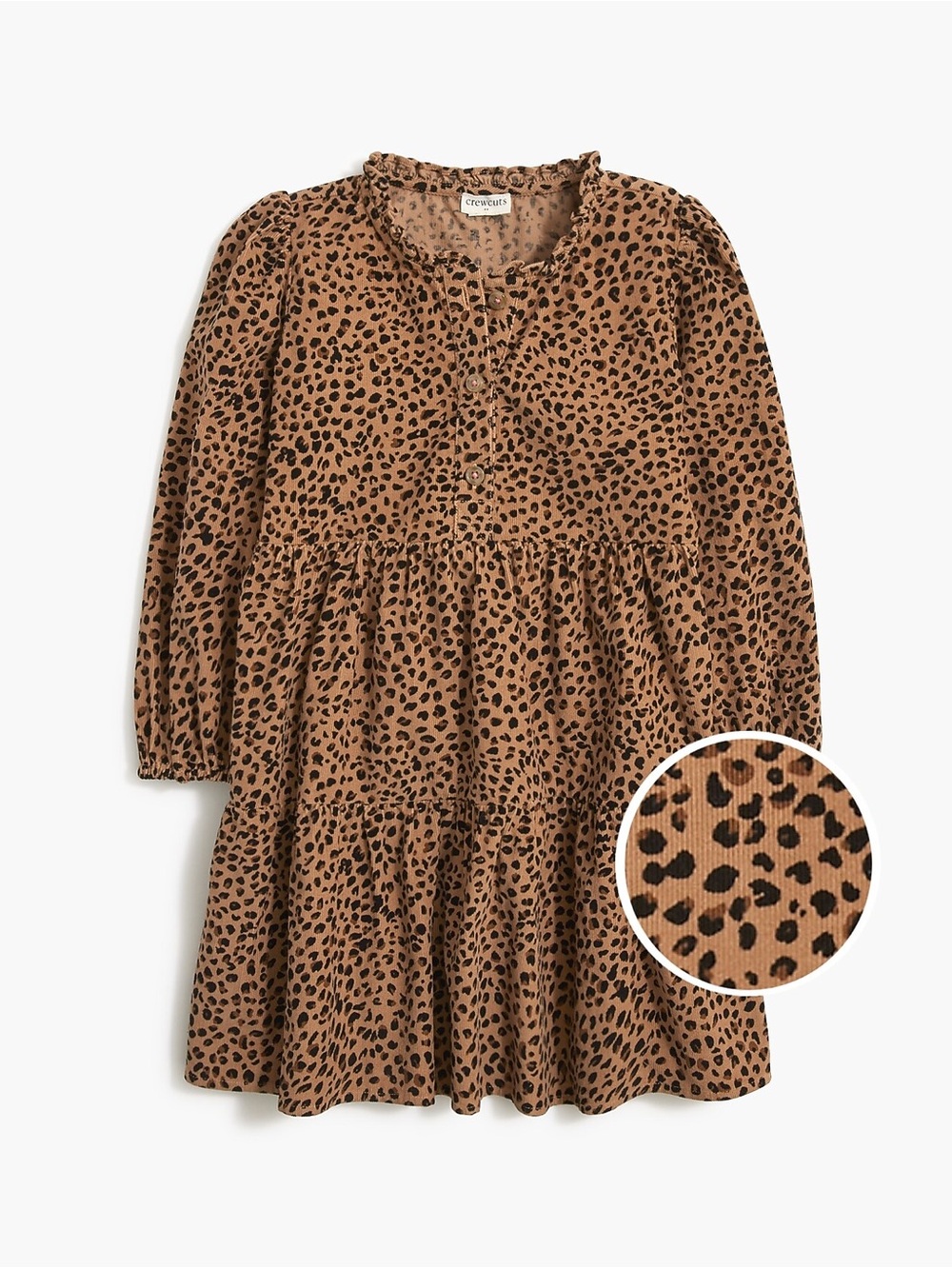 Crewcuts Tiered Leopard Corduroy Dress